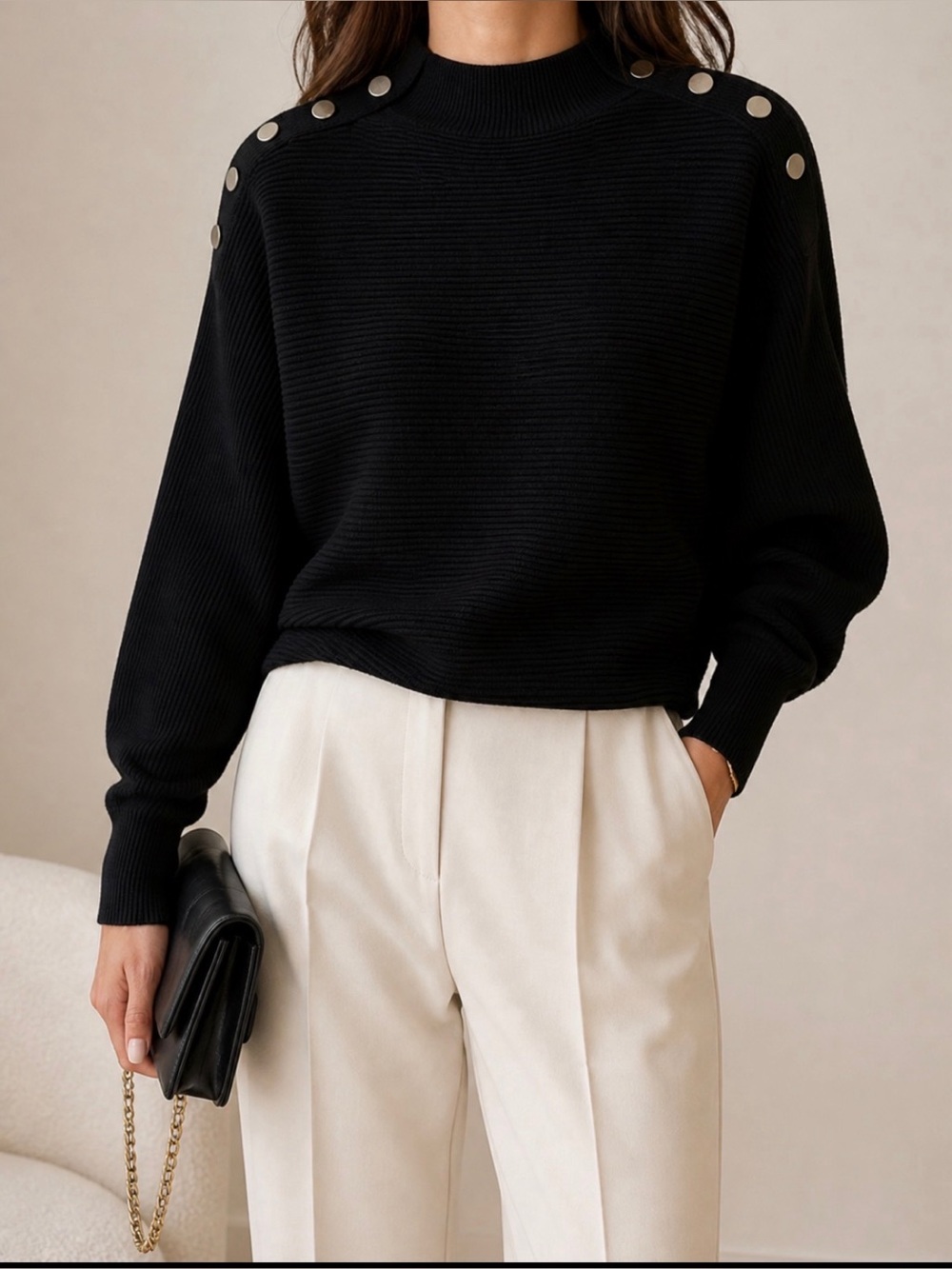 Premise black knit batwing sweater